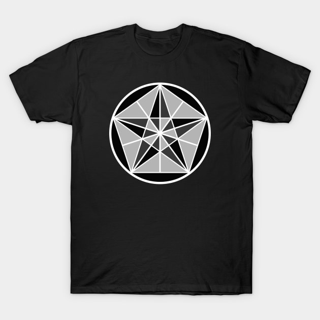 Black and Silver Grey Crystal Star T-Shirt by Crystal Star Creations